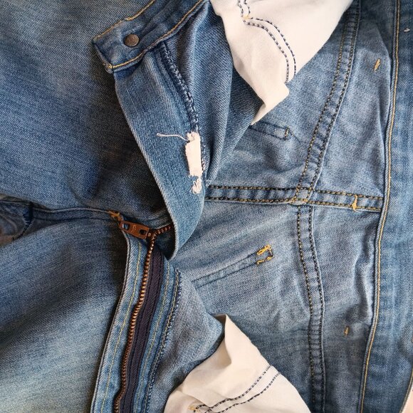 30x31 Vintage Bootcut Jeans 1970's Distress Orange Stitching Flappy Hippy usa - Picture 10 of 11